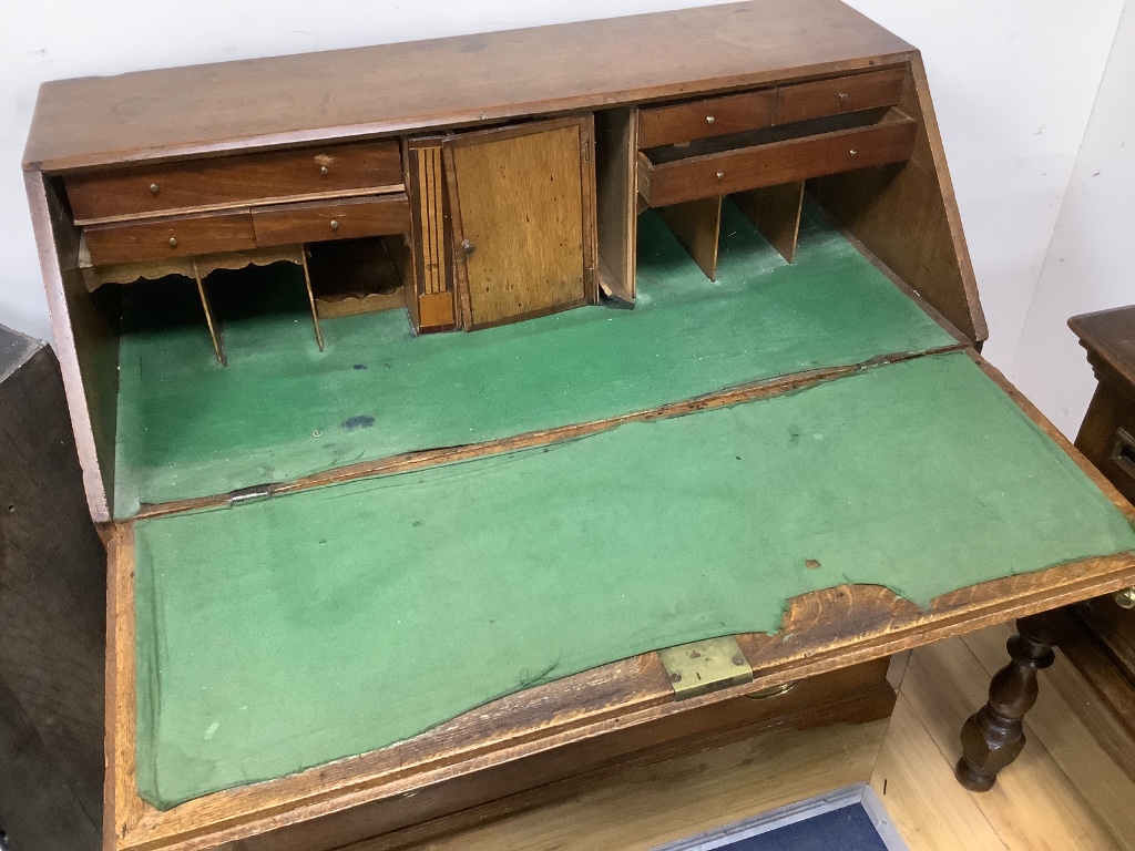 A late 18th century oak bureau